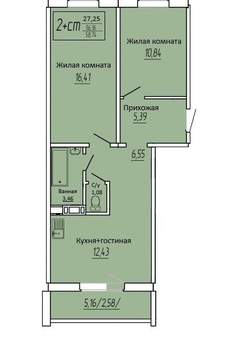 2-к квартира, вторичка, 59м2, 4/10 этаж
