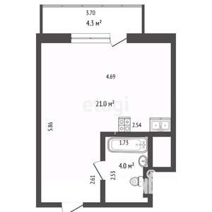 Студия квартира, вторичка, 28м2, 18/22 этаж
