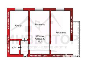 2-к квартира, вторичка, 48м2, 6/9 этаж