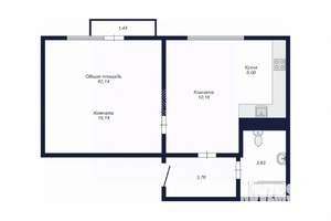 1-к квартира, вторичка, 41м2, 2/10 этаж