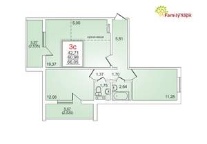 2-к квартира, сданный дом, 66м2, 2/10 этаж