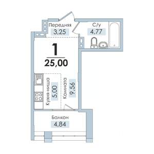1-к квартира, вторичка, 25м2, 2/10 этаж