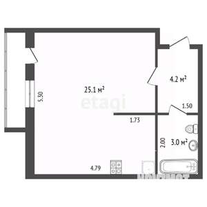 1-к квартира, вторичка, 33м2, 1/9 этаж
