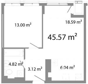 2-к квартира, строящийся дом, 46м2, 7/25 этаж