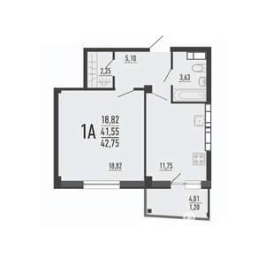 1-к квартира, вторичка, 43м2, 16/16 этаж