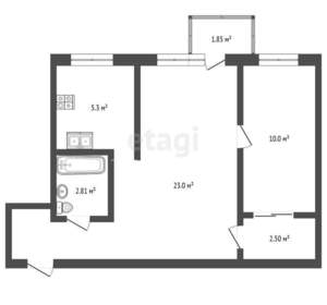 2-к квартира, вторичка, 45м2, 5/5 этаж