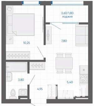 1-к квартира, вторичка, 35м2, 3/9 этаж