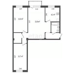 3-к квартира, вторичка, 58м2, 4/5 этаж