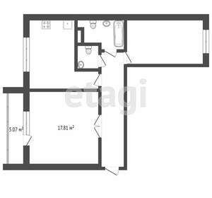2-к квартира, вторичка, 65м2, 9/17 этаж
