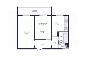 2-к квартира, вторичка, 49м2, 3/10 этаж