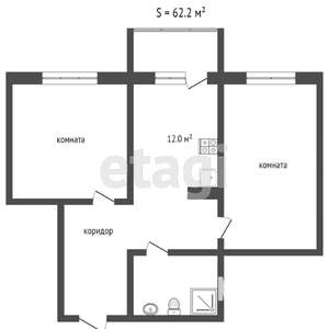 2-к квартира, вторичка, 61м2, 1/10 этаж