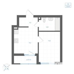 1-к квартира, вторичка, 32м2, 3/11 этаж