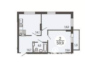 2-к квартира, вторичка, 60м2, 7/25 этаж