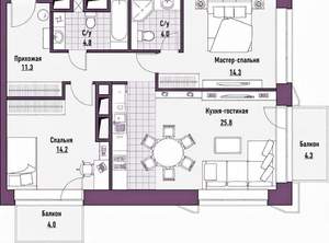 2-к квартира, вторичка, 70м2, 5/16 этаж