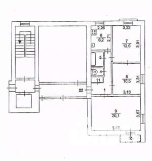 3-к квартира, вторичка, 58м2, 5/9 этаж