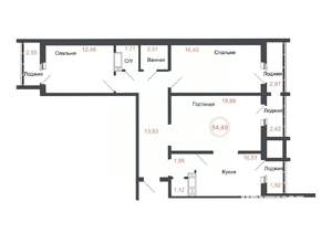 3-к квартира, вторичка, 84м2, 10/16 этаж