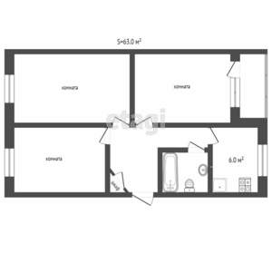 3-к квартира, вторичка, 62м2, 1/5 этаж