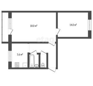 2-к квартира, вторичка, 44м2, 5/5 этаж