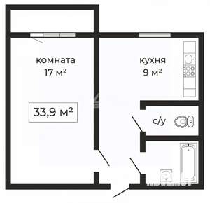 1-к квартира, вторичка, 34м2, 5/10 этаж