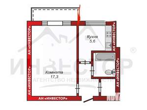 1-к квартира, вторичка, 30м2, 3/5 этаж