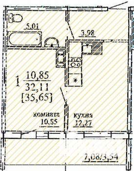 1-к квартира, строящийся дом, 36м2, 6/10 этаж