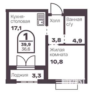 1-к квартира, вторичка, 37м2, 1/24 этаж