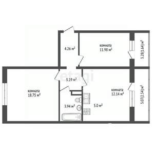 2-к квартира, вторичка, 63м2, 3/16 этаж