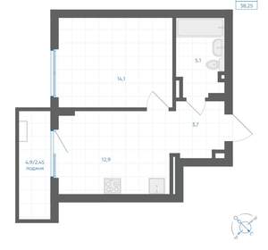 1-к квартира, вторичка, 38м2, 4/18 этаж