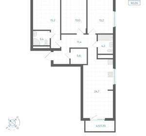 3-к квартира, вторичка, 90м2, 10/18 этаж