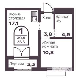 1-к квартира, вторичка, 37м2, 11/24 этаж