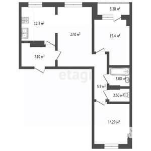 3-к квартира, вторичка, 84м2, 21/26 этаж
