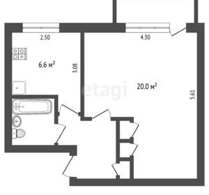 1-к квартира, вторичка, 35м2, 5/5 этаж