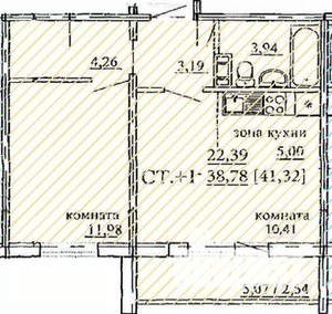 2-к квартира, вторичка, 41м2, 3/10 этаж