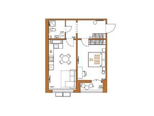 2-к квартира, строящийся дом, 52м2, 3/16 этаж