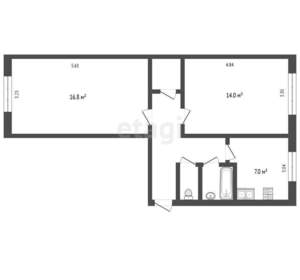2-к квартира, вторичка, 53м2, 1/5 этаж