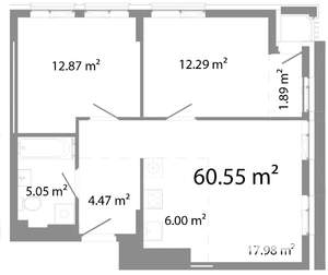 3-к квартира, строящийся дом, 61м2, 21/21 этаж