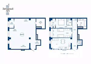 1-к квартира, вторичка, 82м2, 7/23 этаж