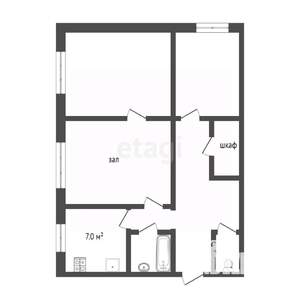 3-к квартира, вторичка, 63м2, 1/2 этаж