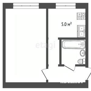 1-к квартира, вторичка, 29м2, 2/5 этаж