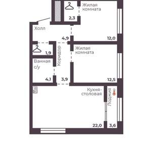 2-к квартира, вторичка, 64м2, 4/17 этаж