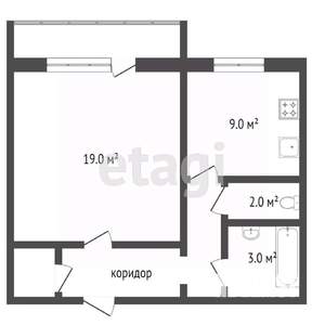 1-к квартира, вторичка, 40м2, 6/9 этаж