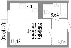 Студия квартира, строящийся дом, 24м2, 9/10 этаж