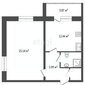 1-к квартира, вторичка, 51м2, 6/10 этаж