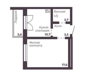 1-к квартира, вторичка, 36м2, 16/17 этаж