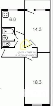 2-к квартира, вторичка, 47м2, 2/5 этаж