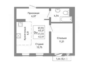 1-к квартира, вторичка, 42м2, 4/10 этаж