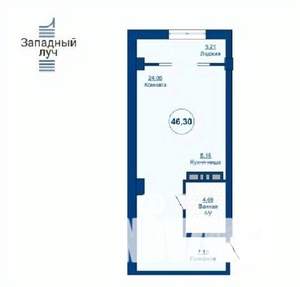 1-к квартира, вторичка, 46м2, 13/24 этаж