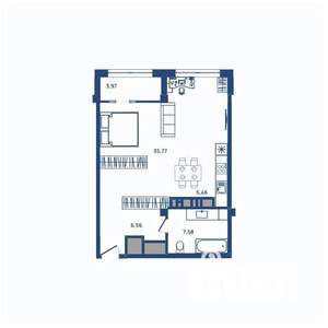1-к квартира, вторичка, 59м2, 3/23 этаж