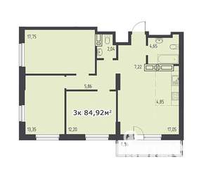 3-к квартира, вторичка, 85м2, 19/26 этаж