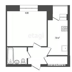 1-к квартира, вторичка, 30м2, 7/9 этаж